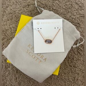 Kendra Scott Elisa Necklace, Rose gold chain with a grey iridescent stone.